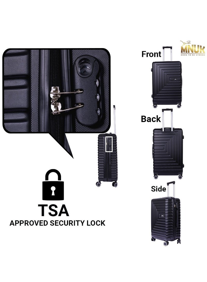 MNUK Pilgrimage Checked Traveling Luggage | Hardside Soft Handle Trolley Bag with TSA Lock |Double 360° 4 Wheeler| Trolley luggage Bag 28 Inch - Black - Image 5